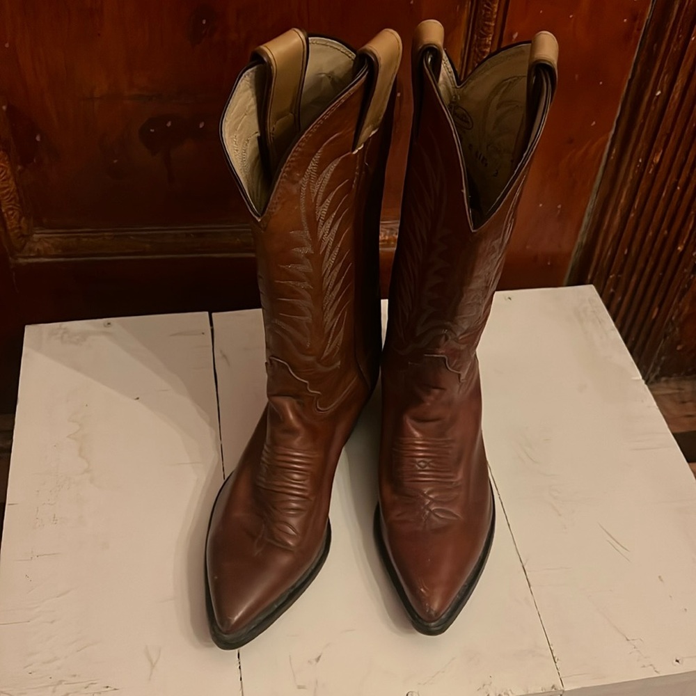 Vintage Justin Leather Cowboy Boots Size 5 1/2 Women’s Narrow